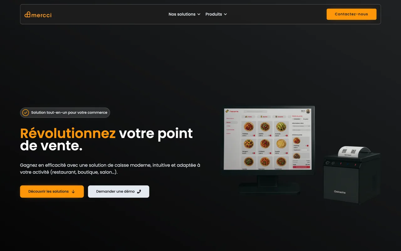 Interface de l'application Mercci sur grand écran
