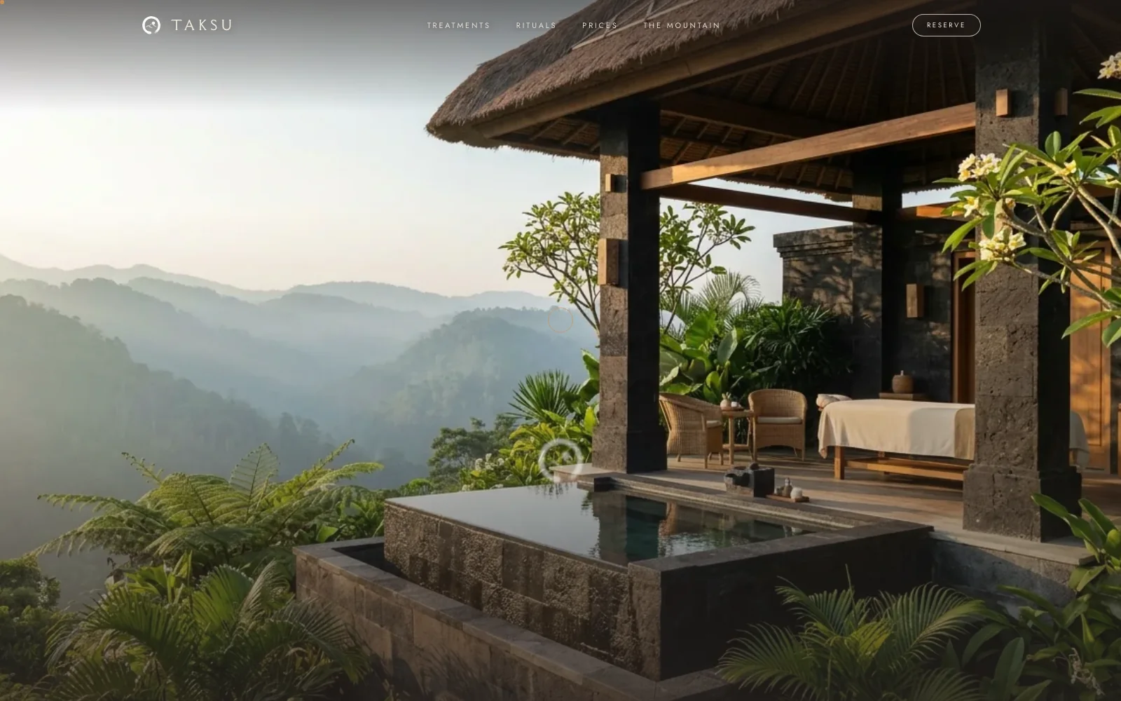 TAKSU concept: Balinese mountain spa website above the jungle